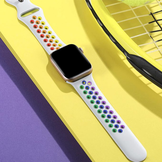 rainbow silicone watch band fit with Apple watch