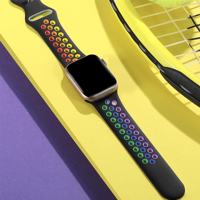 rainbow silicone watch band fit with Apple watch