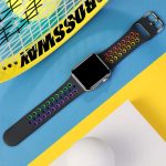 Black rainbow silicone watch band for Apple iWatch