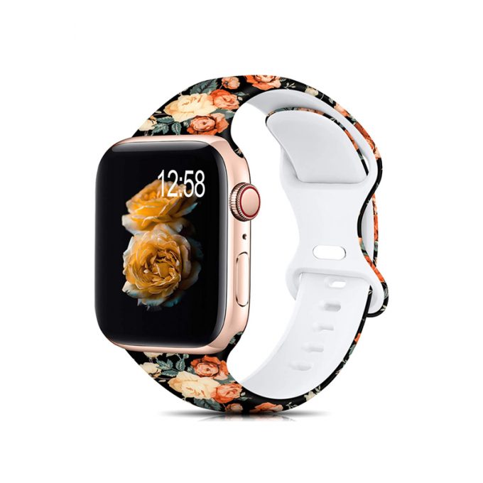 Printing Strap for Apple Watch 45MM 44MM 40MM 38MM 42MM Floral Silicone Belt Watchband Bracelet iWatch Series 3 4 5 6 SE 7