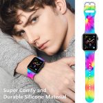 Sport Print Tie Dye Silicone Rubber Strap For Apple Watch Band iwatch for man 38mm 40mm 41mm 42mm 44mm 45mm