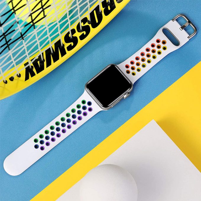 Black rainbow silicone watch band for Apple iWatch
