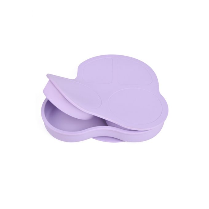 Baby silicone suction plate with lid